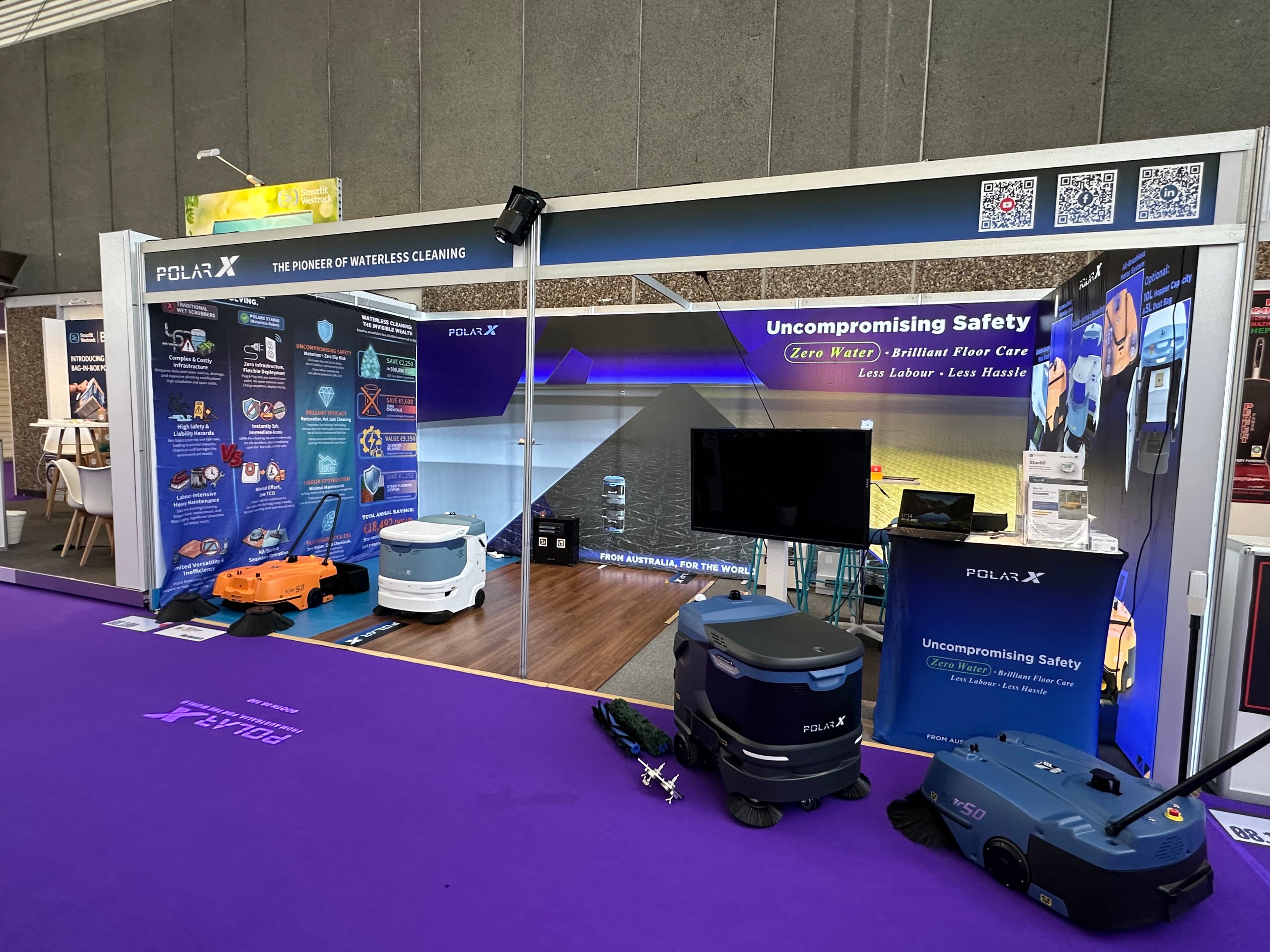 PolarX Robotics booth display at Interclean Amsterdam exhibition
